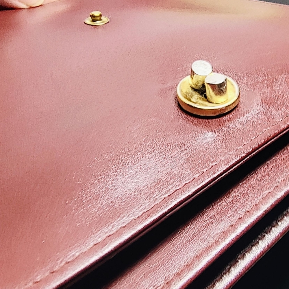 Cartier Authentic Burgundy Leather Clutch Wristlet with Gold Accents - Picture 7 of 16